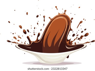 ilustración de salpicaduras de chocolate en fondo aislado