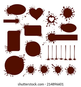 Chocolate splashes set isolated on White background. Element for design. Vector illustration