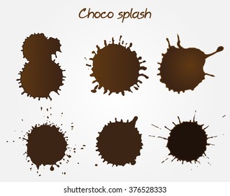 Chocolate splashes set.Splashes vector template.