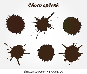 Chocolate splashes set.Splashes vector template.