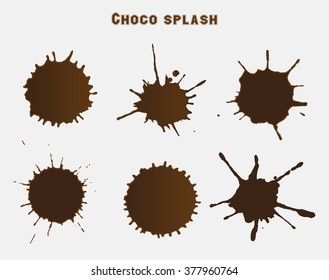 Chocolate splashes set.Splashes vector template.