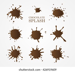 Chocolate splashes set.Splashes vector template.