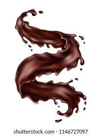 Chocolate salpicado con forma de espiral sobre fondo blanco