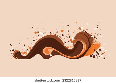 el chocolate salpica la ilustración de las olas en el fondo aislado
