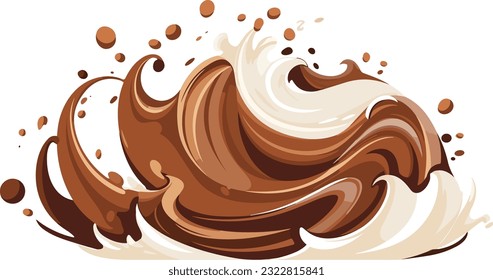 chocolate splashes waves illustration in isolated background