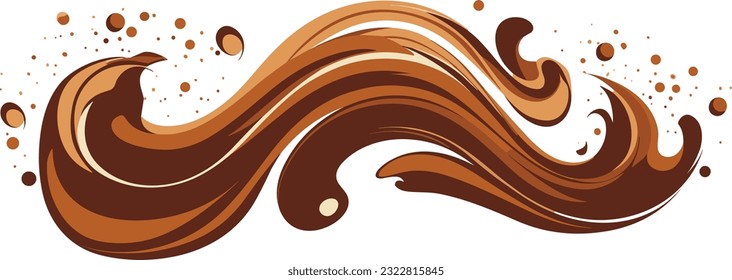 el chocolate salpica la ilustración de las olas en el fondo aislado