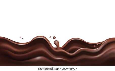 Chocolate splashing in the middle  isolated on white background, Vector realistic in 3d illustration.