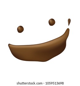 Chocolate splashing to smiley face. Fun and healthy concept. Brown cream splash