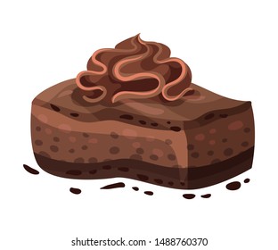 Chocolate sponge cake. Vector illustration on a white background.