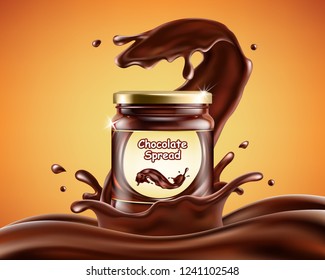 Chocolate spread ads with splashing. Vector illustration