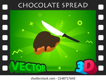 Chocolate spread isometric design icon. Vector web illustration. 3d colorful concept