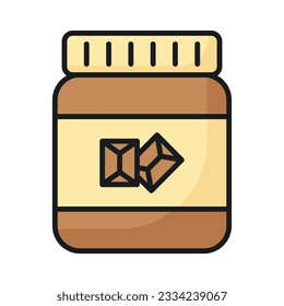Chocolate spread jar icon isolated on white background. Cocoa sweet brown cream dessert for breakfast