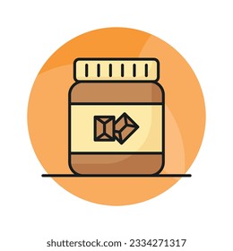 Chocolate spread jar icon isolated on white background. Cocoa sweet brown cream dessert for breakfast