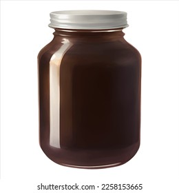 Chocolate Spread in Jar Isolated Detailed Hand Drawn Painting Illustration