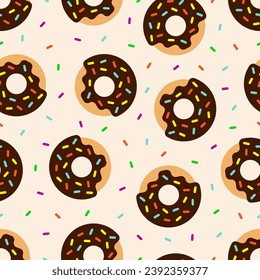 Schokoladensprinkle Donuts, Schokoladenklavnüsse nahtlose Muster. Abstrakter Hintergrund. Geeignet für Design, Umhüllungspapier, Cover etc. EPS10 Vektorgrafik.