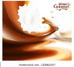 chocolate, sprinkles, caramel vector 3d realistic illustration