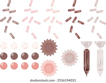 Chocolate Sprinkles, Pens, Wrappers, and Silver Candy Beads