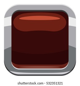 Chocolate square button icon. Cartoon illustration of square button vector icon for web design