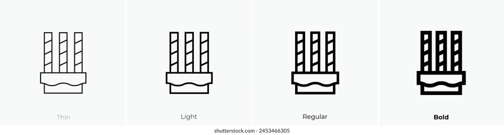 chocolate sticks icon. Thin, Light Regular And Bold style design isolated on white background