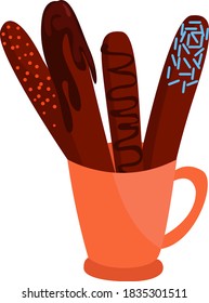 Chocolate sticks, illustration, vector on white background