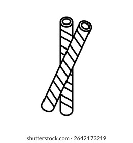 Chocolate Sticks Outline style, crunchy chocolate coated biscuit sticks, ideal for dessert menus, snack branding, and celebration graphics.
