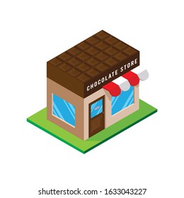 chocolate store design isometric vector illustration