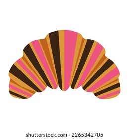 Chocolate and strawberry croissant icon. Vector illustration.