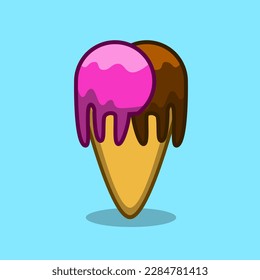chocolate and strawberry ice cream illustration design for logo.