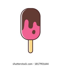 ilustración vectorial de la pala de chocolate y fresa.
