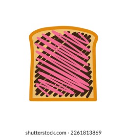 Chocolate and strawberry toast icon. Vector illustration.