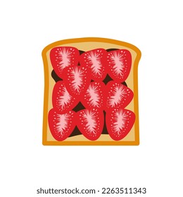 Chocolate and strawberry toast icon. Vector illustration.