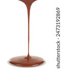 Chocolate stream of melted chocolate isolated on white background. Vector illustration