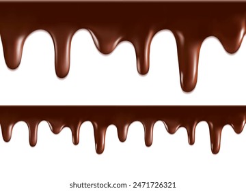 Arroyos de chocolate sobre un fondo blanco. Ilustración vectorial