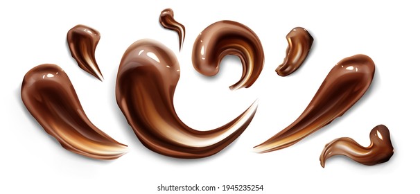 Chocolate strokes, brown liquid ganache smears