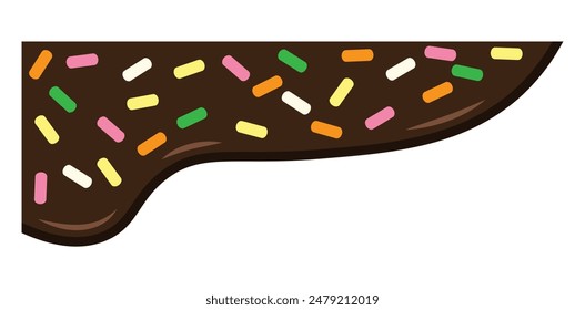 Chocolate and sugar flakes drops border cartoon. Vector illustration.