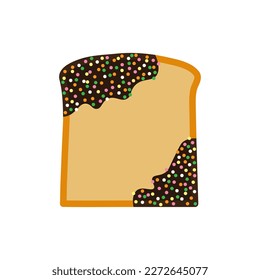 Chocolate and sugar flakes toast icon. Vector illustration.