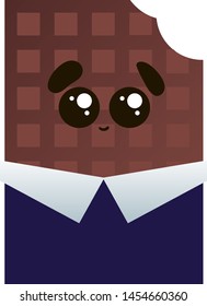 Chocolate in a suit, illustration, vector on white background.