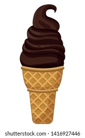 Chocolate Sundae ice cream cone food vector illustration graphic design