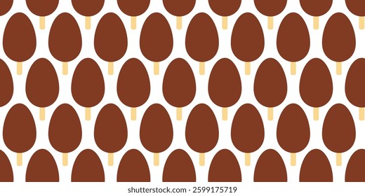 Chocolate Sundae Oval shape on wooden stick Minimalistic Seamless Pattern Ice cream Background idea
