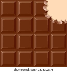 Chocolate Sweet Bar with a bite out of the corner Vector illustration 