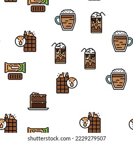 Chocolate Sweet Dessert And Drink Vector Seamless Pattern Thin Line Illustration
