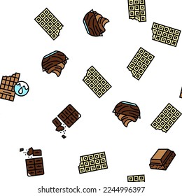 Chocolate Sweet Dessert And Drink Vector Seamless Pattern Thin Line Illustration