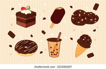 Chocolate Sweet and Drink Vector Objects