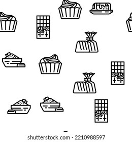 Chocolate Sweet Food And Drink vector seamless pattern thin line illustration