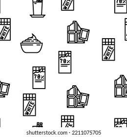 Chocolate Sweet Food And Drink vector seamless pattern thin line illustration