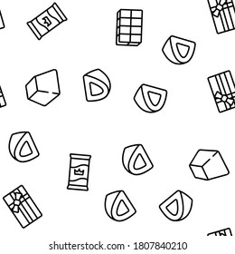 Chocolate Sweet Food Vector Seamless Pattern Thin Line Illustration