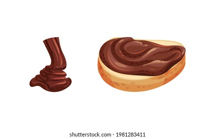 Chocolate Sweet Paste for Spreading on Bread and Toast Vector Set