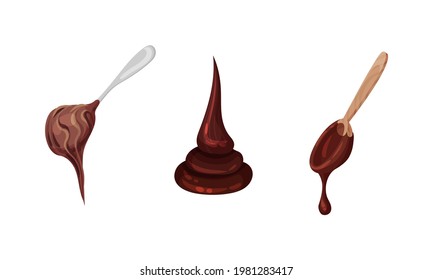 Chocolate Sweet Paste for Spreading on Bread and Toast Vector Set