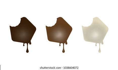 The chocolate sweet in the shape of a Pentagon. Dark, milk, white. Vector illustration.
