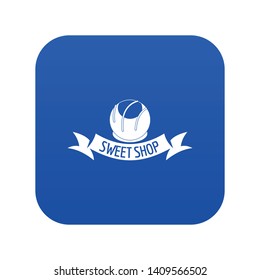 Chocolate sweet shop icon blue vector isolated on white background